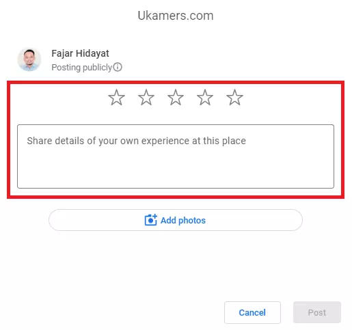 cara memberikan bintang dan review di profil google