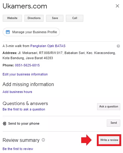 cara memberikan review di google business profile