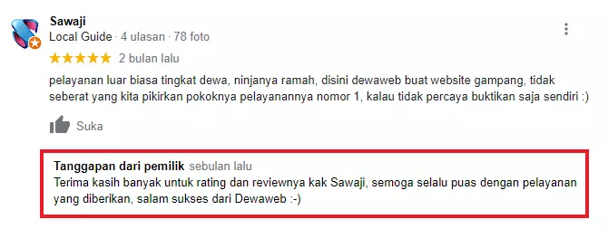 contoh tanggapan review di google business profile