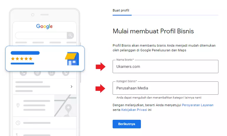 menambahkan nama dan kategori bisnis di google business profile