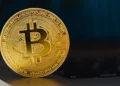 Selective Focus of a Bitcoin on Laptop Computer