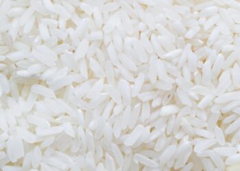 Tumpukan butiran beras putih, ilustrasi makanan pokok untuk fidyah
